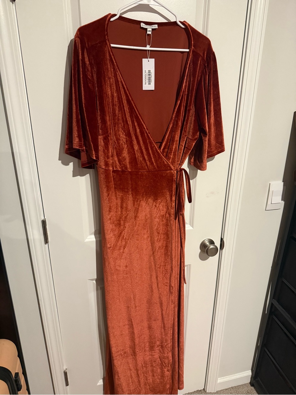 Baltic Born Rust Velvet Wrap Maxi Dress